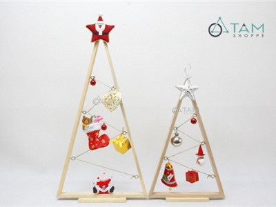 Cây thông Noel gỗ Handmade sẵn tam giác lớn nhỏ 40-60cm X-TREE-28